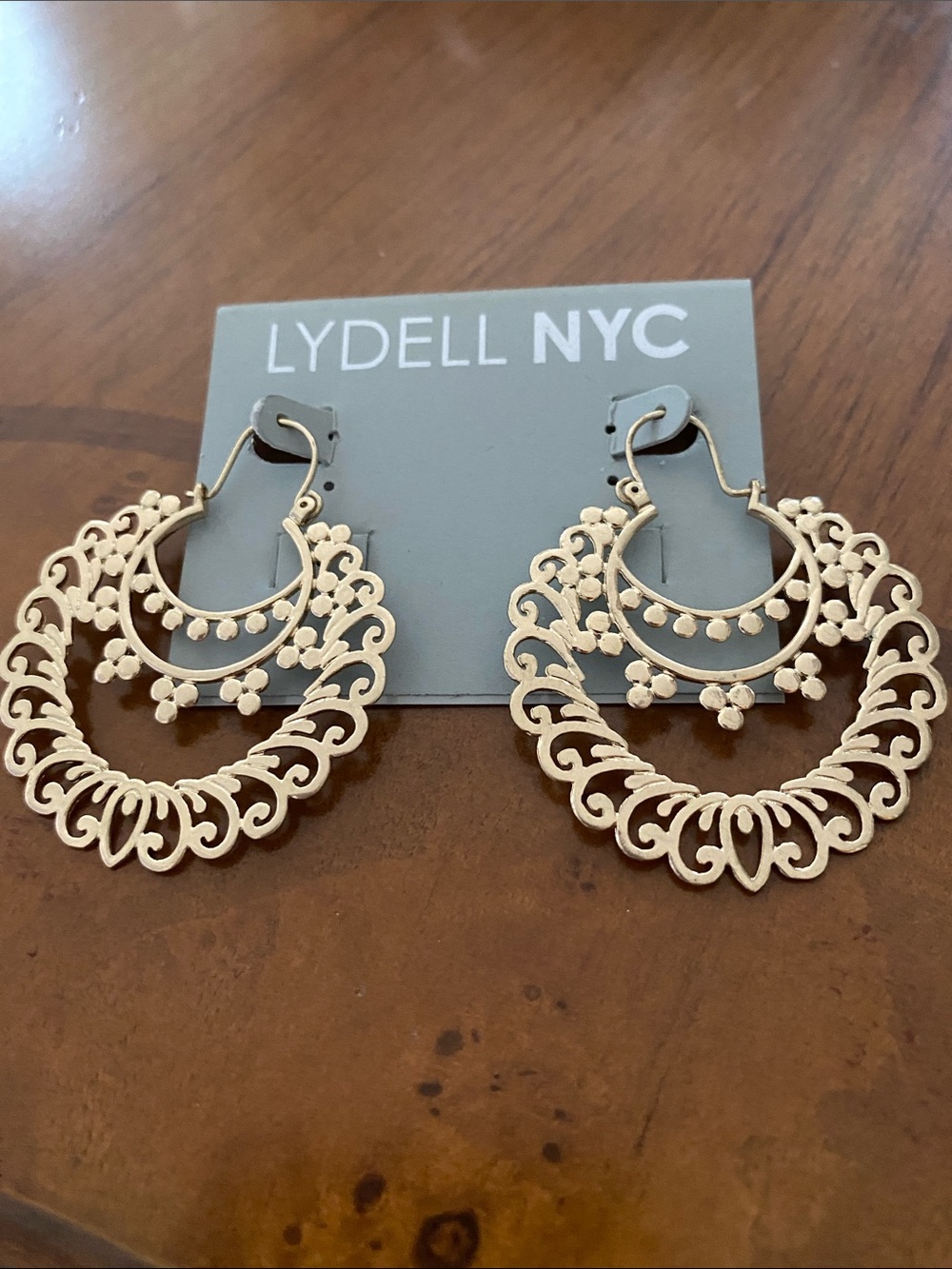 LYDELL NYC Elegant Gold Filigree Hoop Earrings